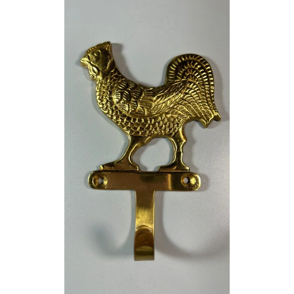 Vintage Solid Brass Chicken/Rooster Wall Mounted Hook
